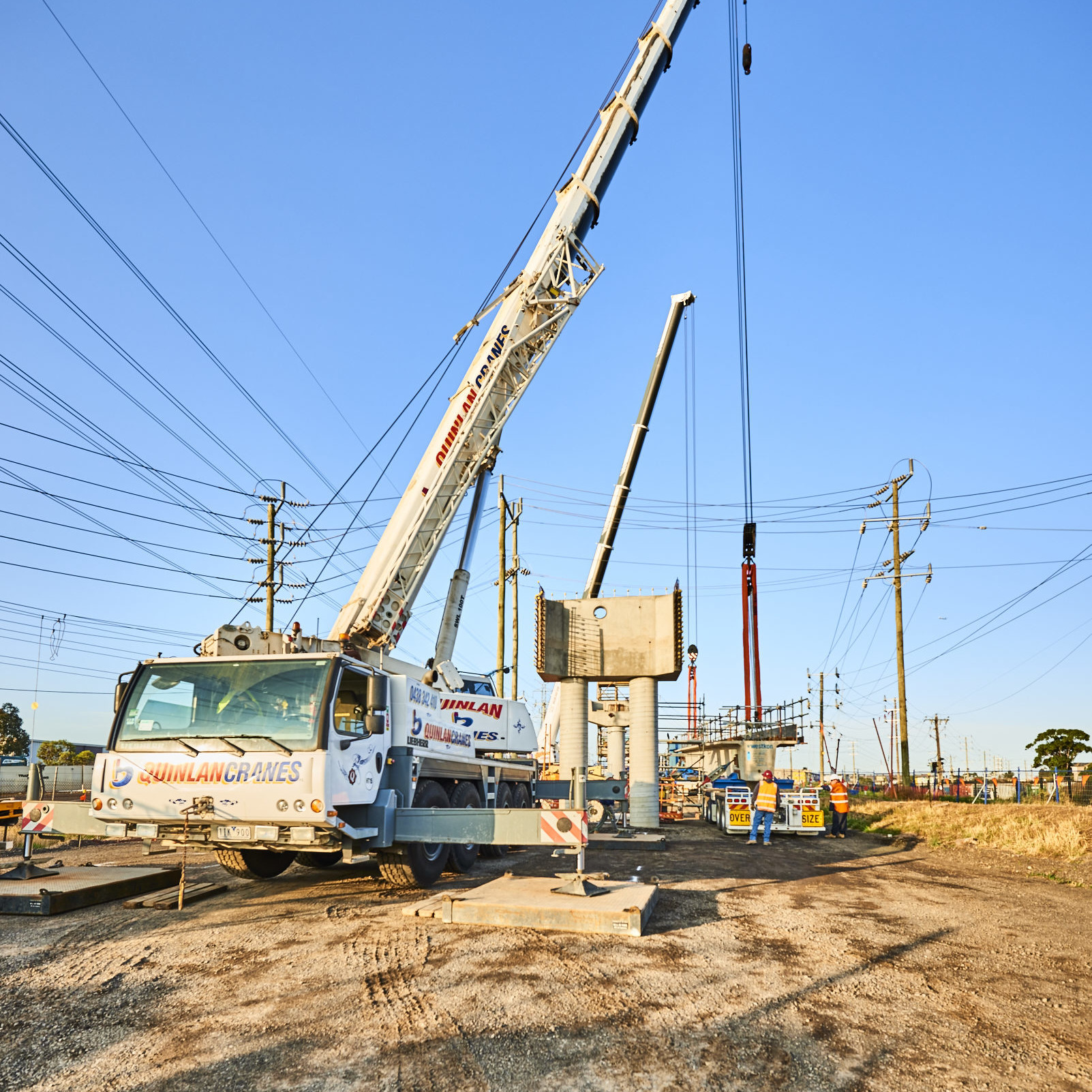 Quinlan Rental Crane Outside Being Used On Site